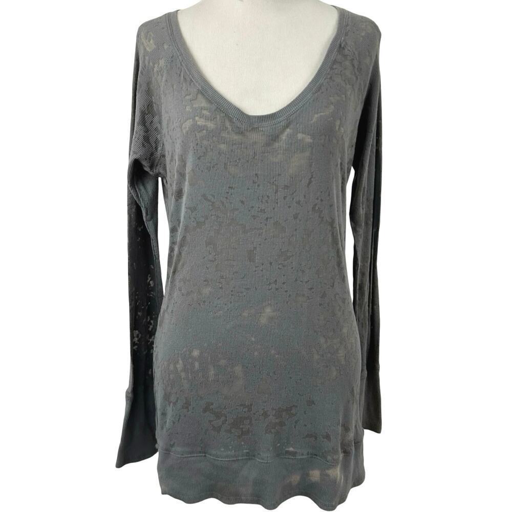 OP Vintage Style Burnout Long Sleeve Tee Distressed Boho Size XXL